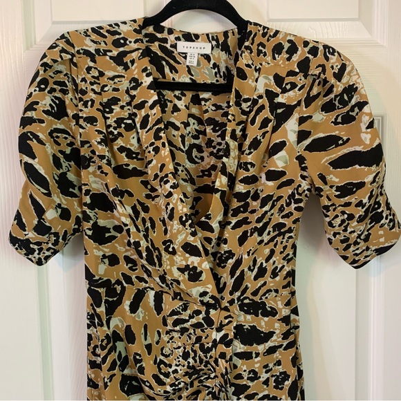 Topshop Leopard Print Wrap Dress, size 4 - Picture 4 of 11